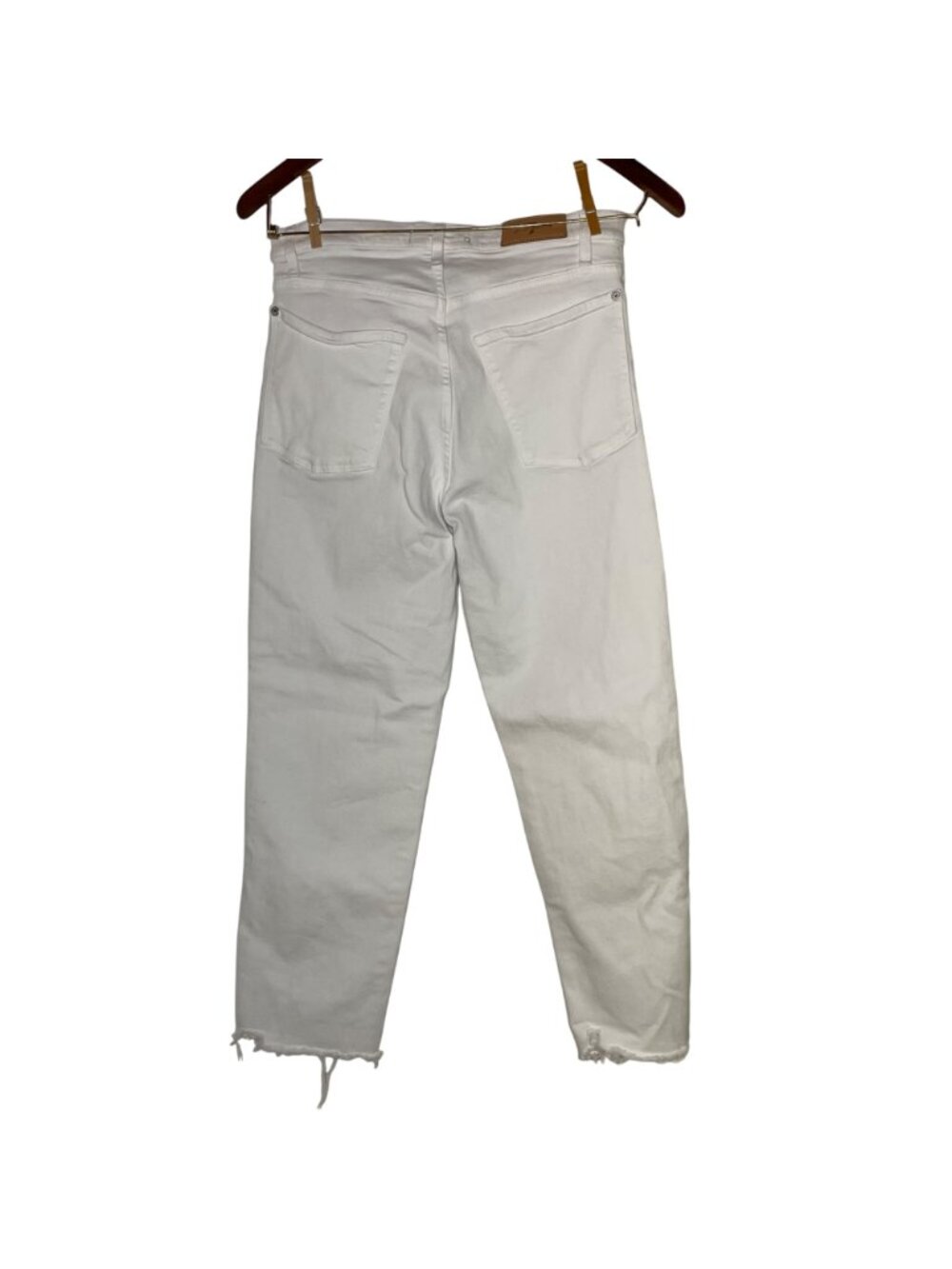 7 For All Mankind High Waist Straight Cropped Jeans SZ 29 Luxe Vintage Raw Hem - Picture 2 of 9